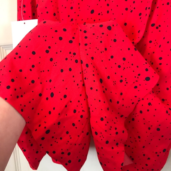 Zara red black spotted high waisted loose shorts xs NWT - Picture 6 of 7